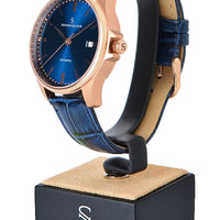 Navy Blue Dial Rose Gold Case Dark Blue Strap Shareholder