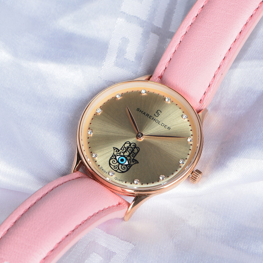 Gold Dial / Rose Gold  / Pink Strap