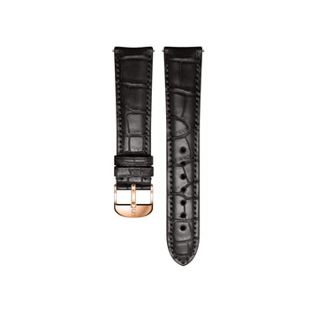 Black Genuine Leather Strap / Rose Gold Buckle 20mm