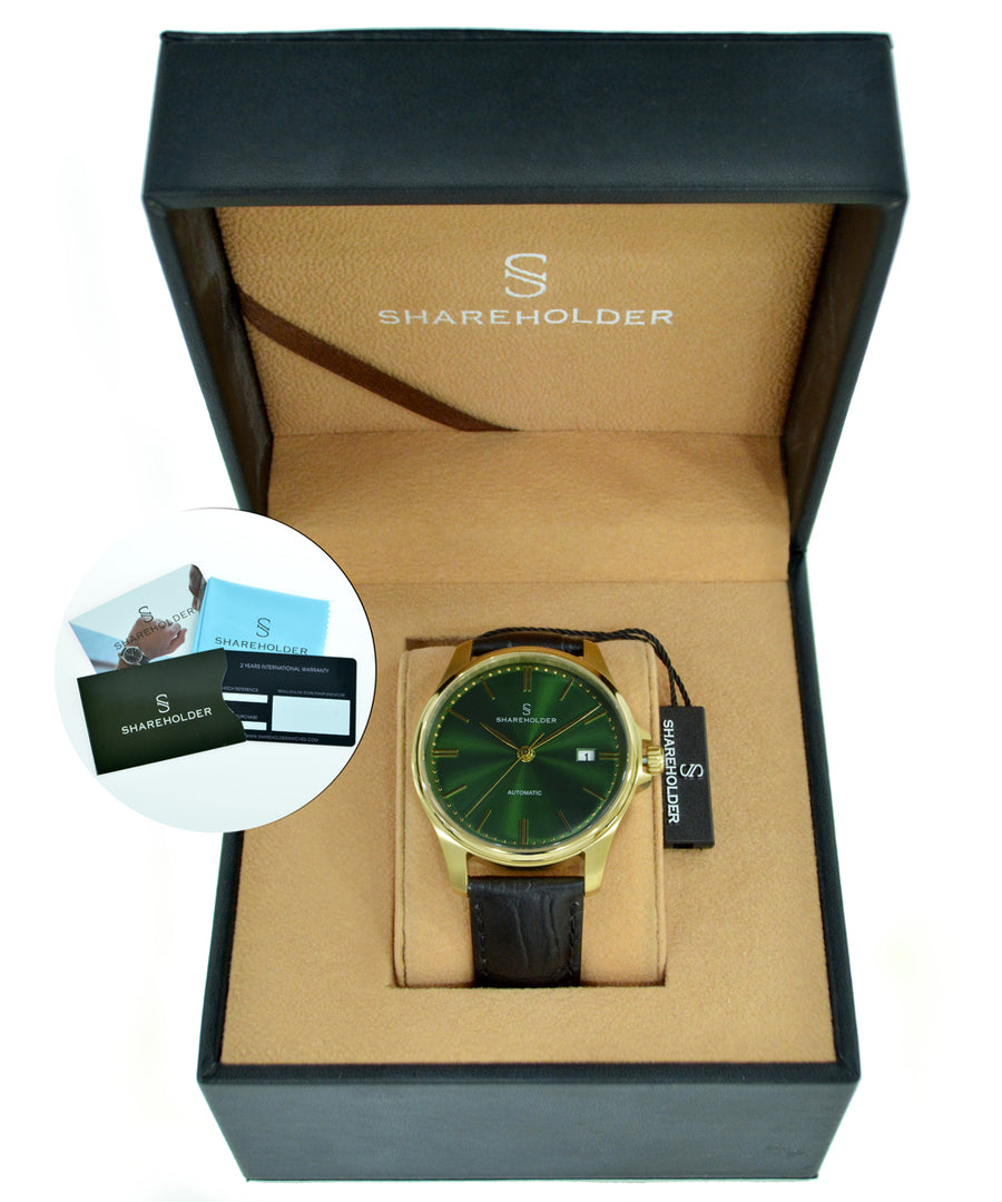 Royal Green Dial/ Gold Case / Black Strap