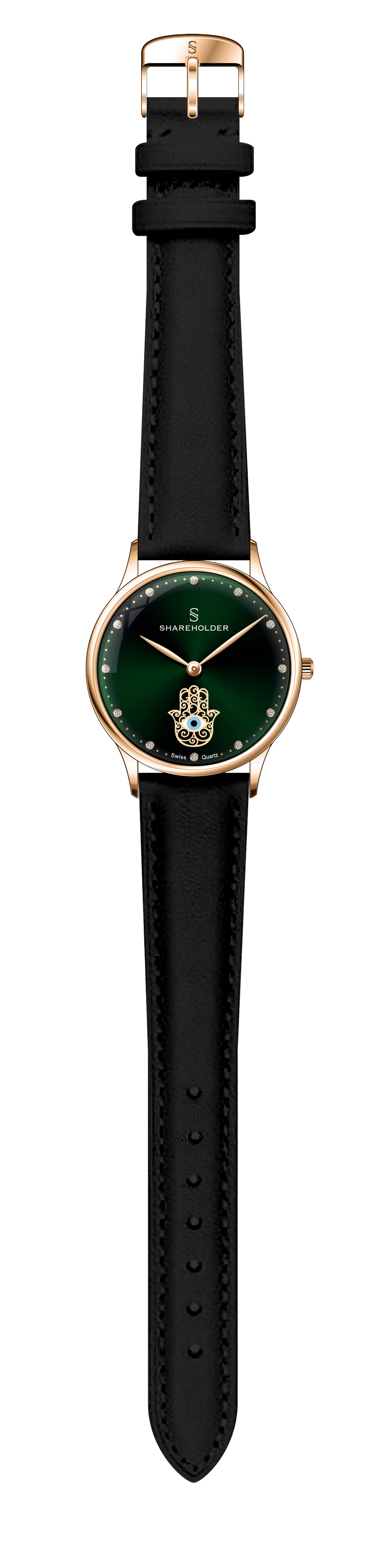 Royal Green Dial / Rose Gold Case / Black Strap