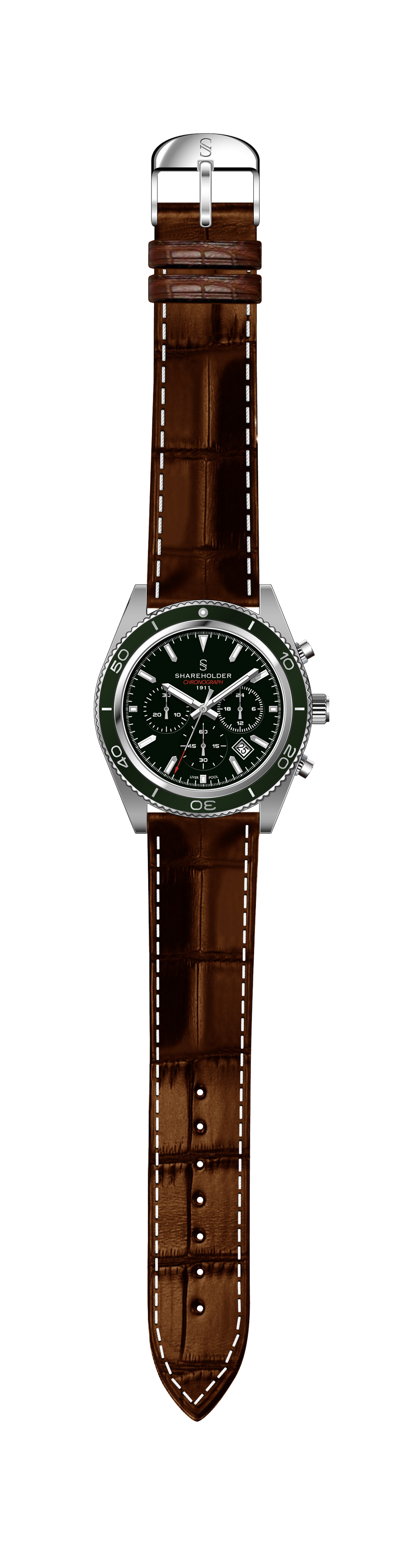 Royal Green Dial / Silver Case / Brown Strap