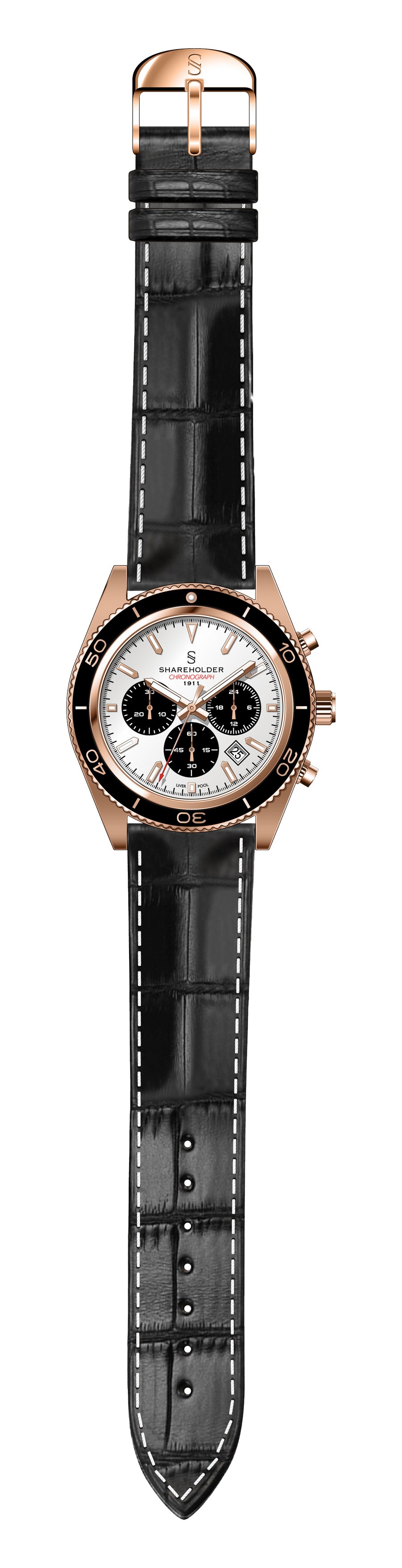 White Dial / Rose Gold Case / Black Strap